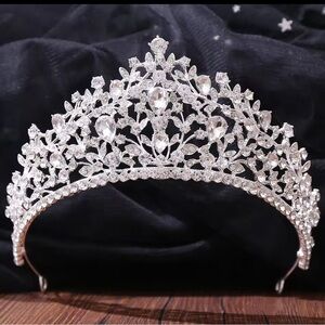 Queen crown tall crystal silver colour wedding bridal tiara